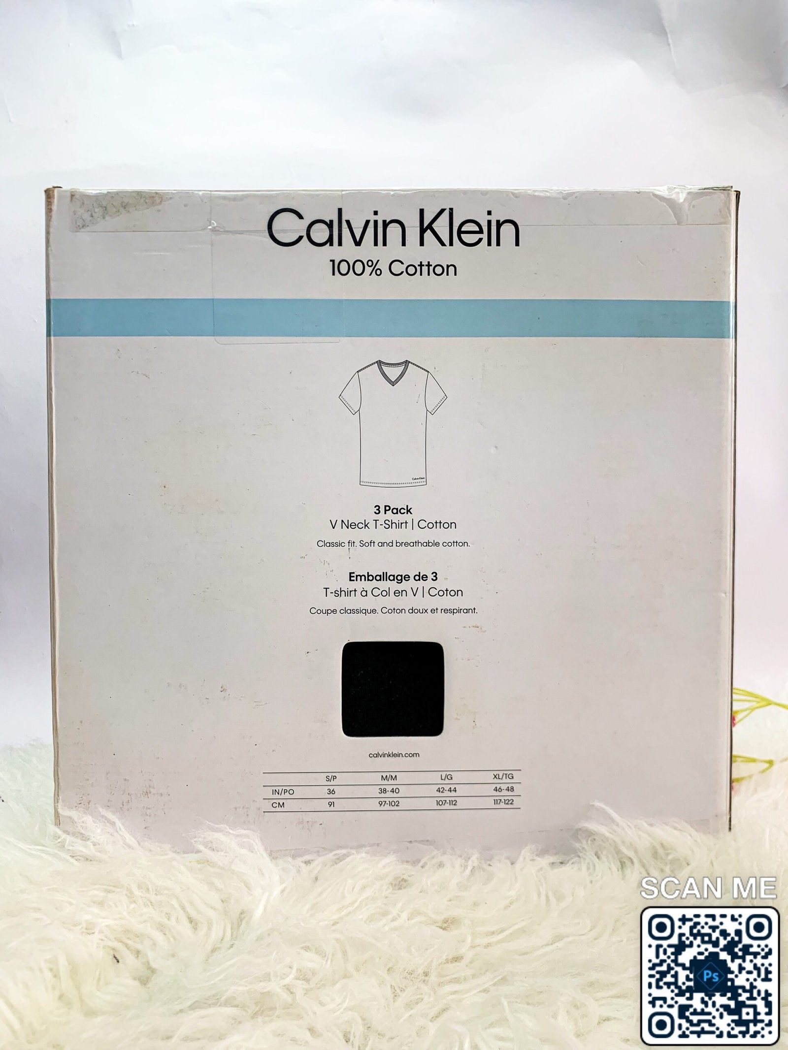 Calvin Klein 3 Pack V-Neck 100% Cotton Classic Fit Tshirt - Image 4