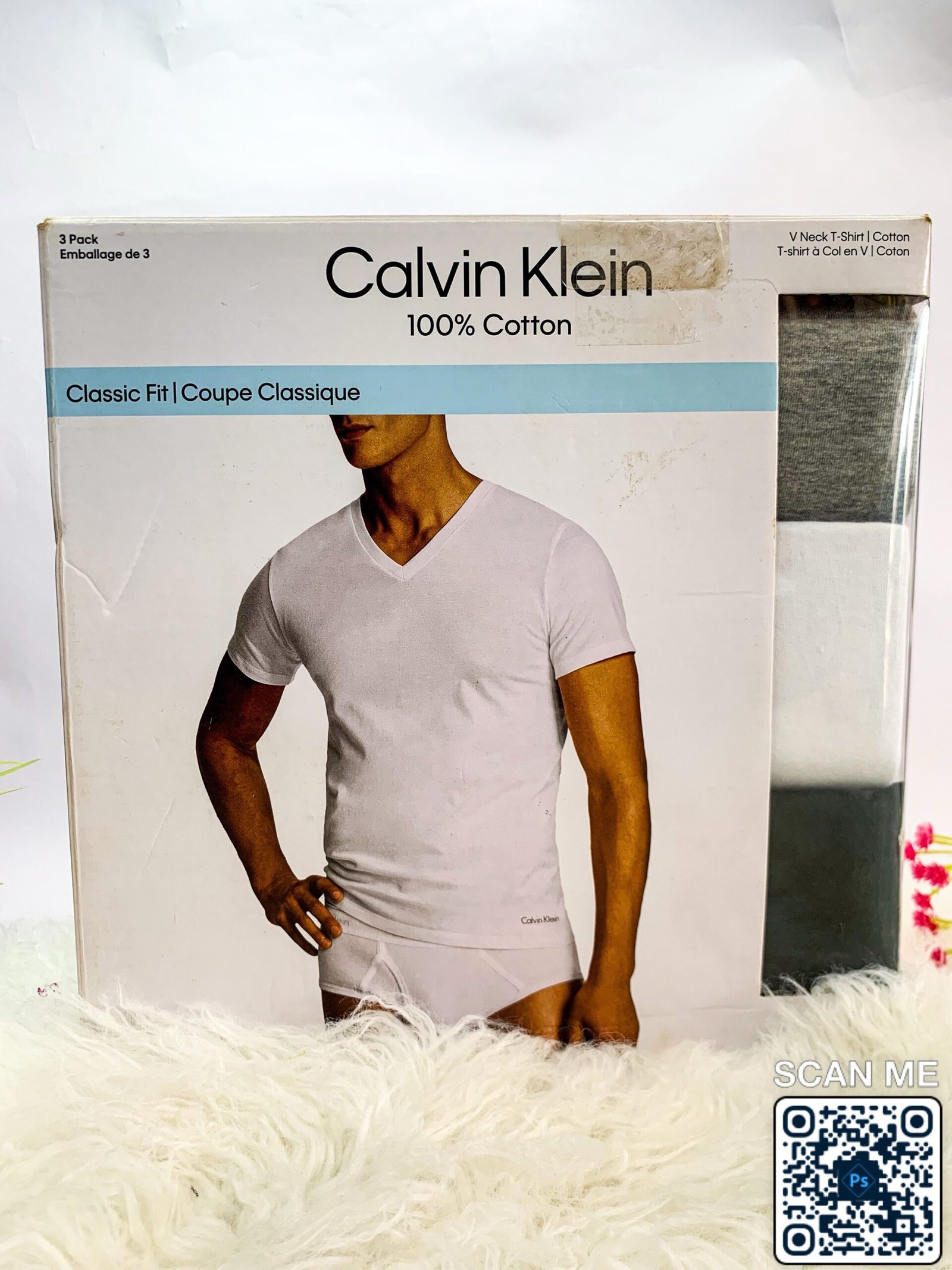 Calvin Klein 3 Pack V-Neck 100% Cotton Classic Fit Tshirt - Image 3