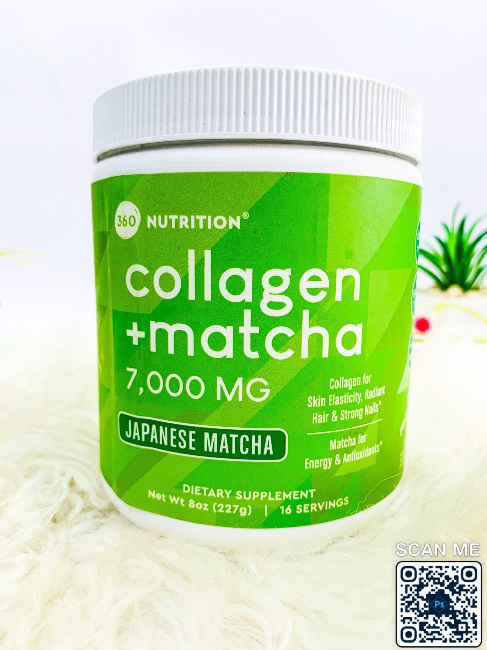 360 Nutrition Collagen + Matcha 7000MG Japanese Matcha Dietary Supplement 227g