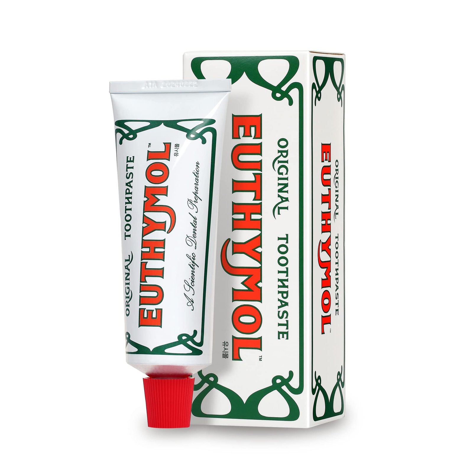 EUTHYMOL Original Toothpaste (75ml) - Fluoride-Free Toothpaste for Sensitive Teeth & Gum. Bad Breath, Cavity Prevention, 12-Hour Long Lasting Freshness with Wintergreen