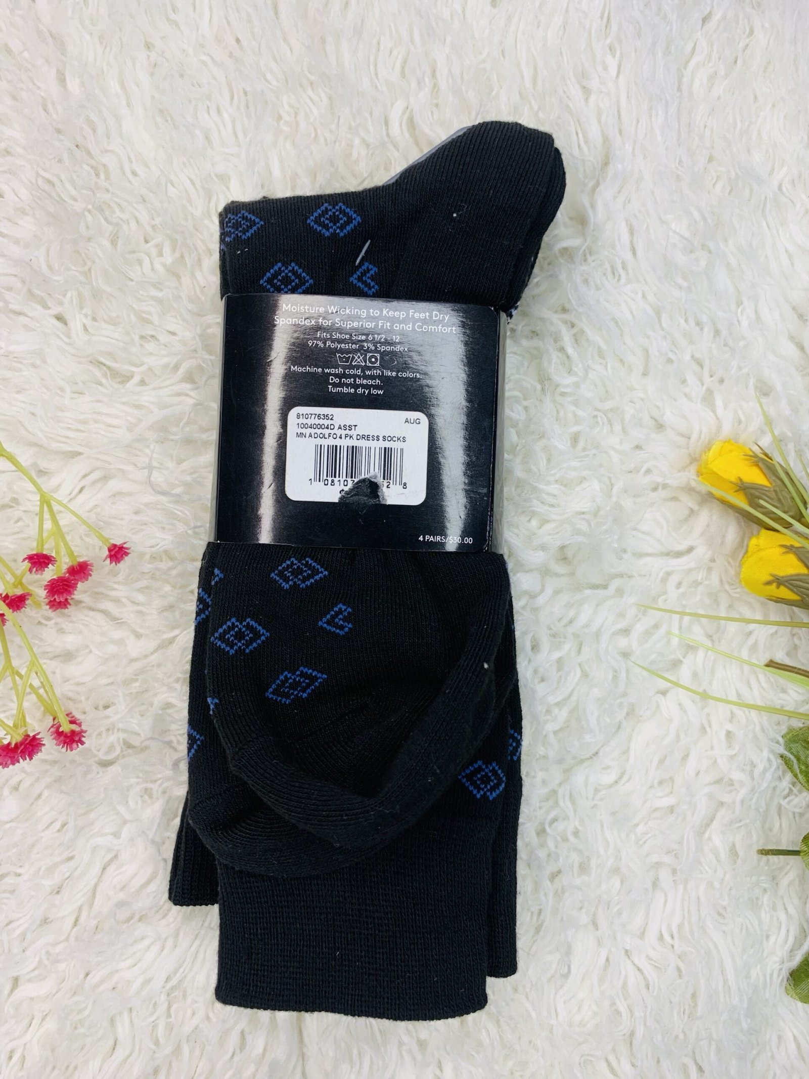 Adolfo 4 Pack Durable Blue and Black Socks - Image 2