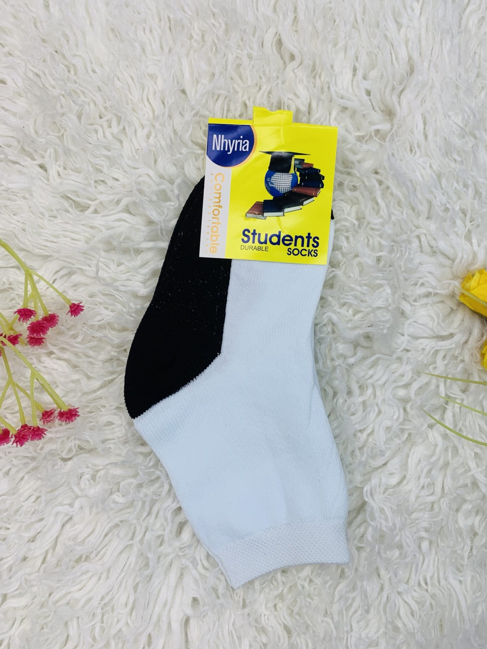 Nhyira Black & White Students Socks