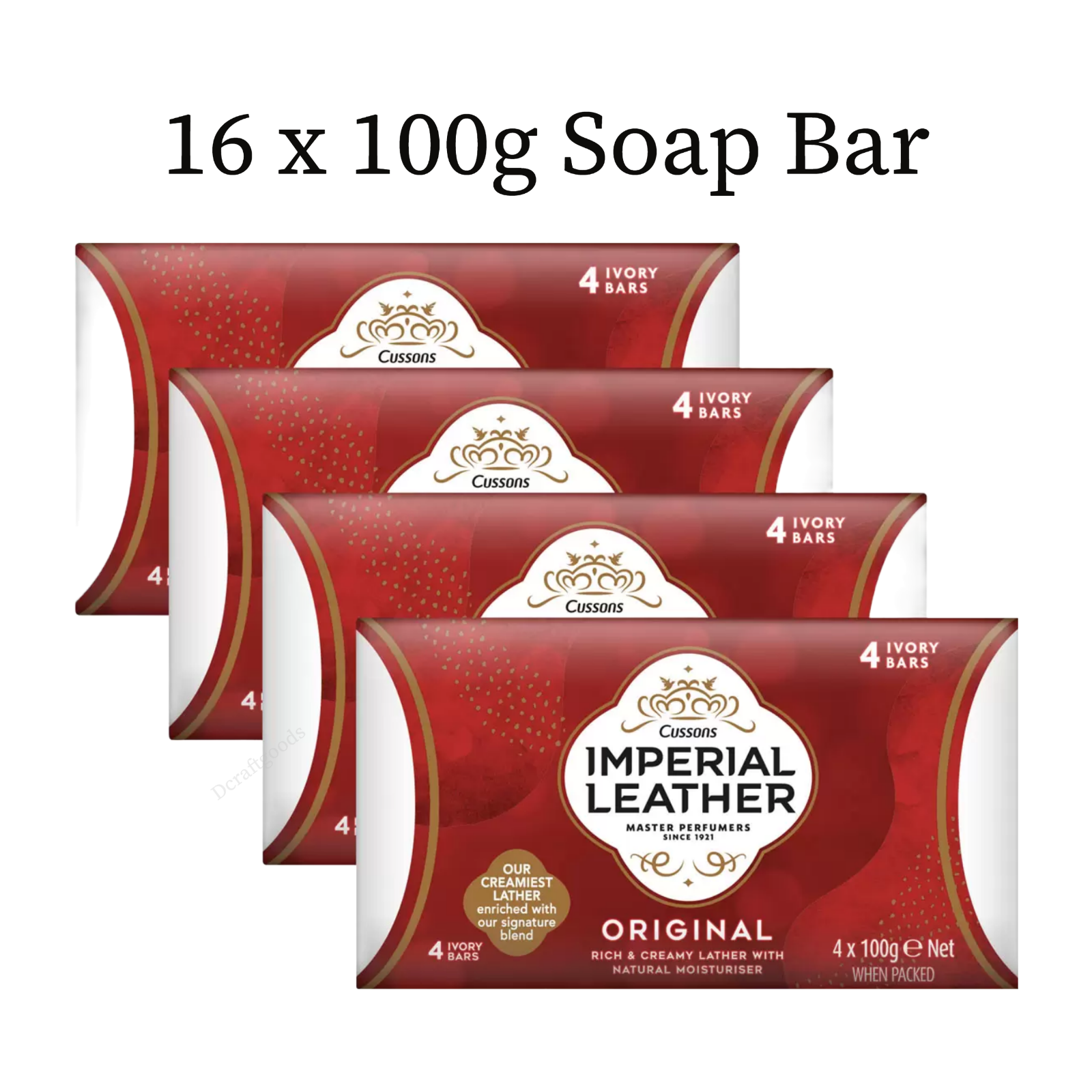 Cussons Imperial Leather Original Rich & Creamy Lather With Natural Moisturizer 4 Ivory Bar Soaps (4x100g)