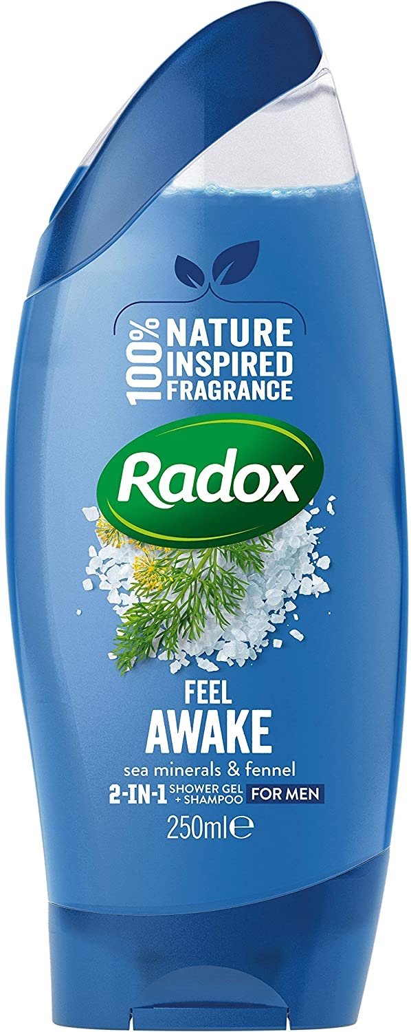 100% Inspired Fragrance Radox Feel Awake Sea Minerals & Fennel 2in1 Shower Gel For Men 250ml