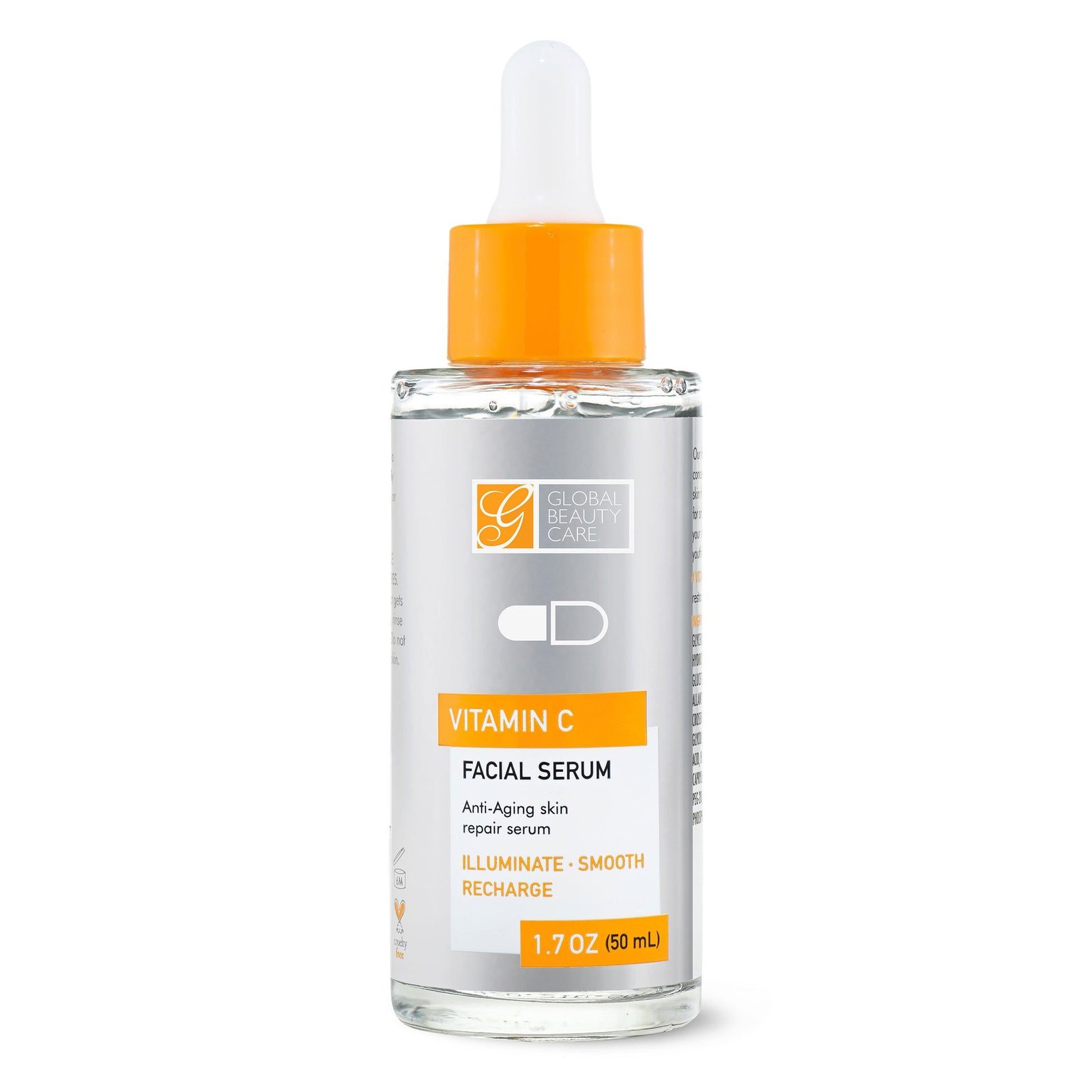 Global Beauty Care Vitamin C Facial Serum Anti Aging Skin Repair Serum, Illuminate Smooth and Recharge 50ml